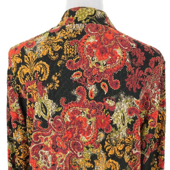 Coldwater Creek Jacket Womens Medium Stretch Knit Black Red Lightweight 1 Button - Picture 7 of 12